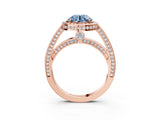 Rose gold Fancy Blue Round  Cut Halo Pave Split Shank Prong Setting Ring_40