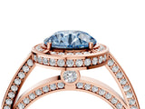 Rose gold Fancy Blue Round  Cut Halo Pave Split Shank Prong Setting Ring_41