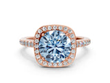 Rose gold Fancy Blue Round Cut Halo Round Diamond Pavé Band with Four-Prong Setting_3