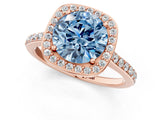 Rose gold Fancy Blue Round Cut Halo Round Diamond Pavé Band with Four-Prong Setting_4