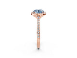 Rose gold Fancy Blue Round Cut Halo Round Diamond Pavé Band with Four-Prong Setting_5