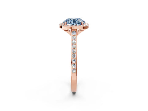 Rose gold Fancy Blue Round Cut Halo Round Diamond Pavé Band with Four-Prong Setting_5