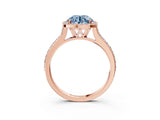 Rose gold Fancy Blue Round Cut Halo Round Diamond Pavé Band with Four-Prong Setting_6