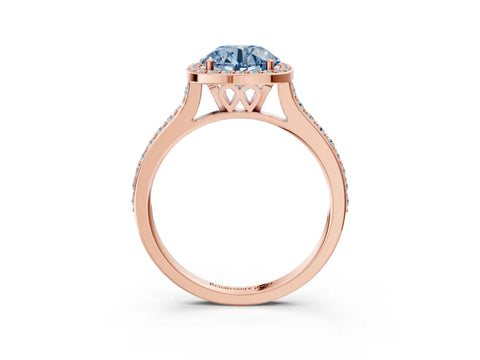 Rose gold Fancy Blue Round Cut Halo Round Diamond Pavé Band with Four-Prong Setting_6