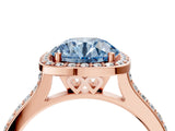 Rose gold Fancy Blue Round Cut Halo Round Diamond Pavé Band with Four-Prong Setting_7