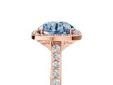 Rose gold Fancy Blue Round Cut Halo Round Diamond Pavé Band with Four-Prong Setting_8