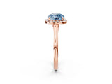Rose gold Fancy Blue Round Cut Halo Round Diamond Solitaire Ring with Pavé Band and Four-Prong Setting_2