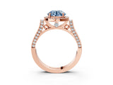 Rose gold Fancy Blue Round Cut Halo Round Diamond Twist Band with Four-Prong Setting_3