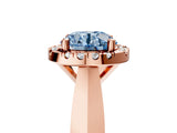 Rose gold Fancy Blue Round  Cut Halo Solitaire Engagement Ring with Square Band and Four-Prong Setting_117