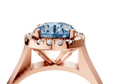 Rose gold Fancy Blue Round  Cut Halo Solitaire Engagement Ring with Square Band and Four-Prong Setting_70