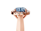 Rose gold Fancy Blue Round  Cut Halo Solitaire Engagement Ring with Square Band and Four-Prong Setting_71