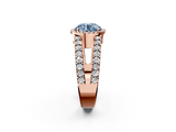 Rose gold Fancy Blue Round  Cut Halo Split Shank Diamond Ring with Four-Prong Setting_47