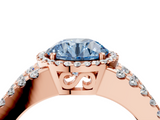 Rose gold Fancy Blue Round  Cut Halo Split Shank Diamond Ring with Four-Prong Setting_49