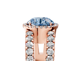 Rose gold Fancy Blue Round  Cut Halo Split Shank Diamond Ring with Four-Prong Setting_50