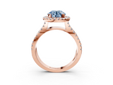 Rose gold Fancy Blue Round  Cut Halo Split Shank Pave Set Ring_65