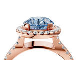 Rose gold Fancy Blue Round  Cut Halo Split Shank Pave Set Ring_66