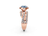 Rose gold Fancy Blue Round  Cut Halo Split Shank Prong Setting Ring_14