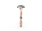 Rose gold Fancy Blue Round Cut Halo Twist Band with Four-Prong Setting_14