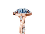 Rose gold Fancy Blue Round Cut Halo Twist Band with Four-Prong Setting_17