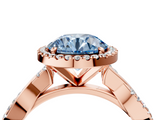 Rose gold Fancy Blue Round  Cut Halo Twisted Band Four-Prong Ring_24