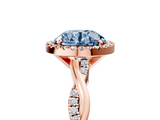 Rose gold Fancy Blue Round  Cut Halo Twisted Band Four-Prong Ring_25