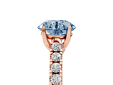 Rose gold Fancy Blue Round  Cut Pavé Band Solitaire Ring with Four-Prong Setting_50