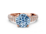 Rose gold Fancy Blue Round  Cut Pave Diamond Engagement Ring with Channel Set Band and Four-Prong Setting_20
