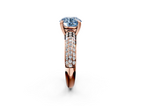 Rose gold Fancy Blue Round  Cut Pave Diamond Engagement Ring with Channel Set Band and Four-Prong Setting_22