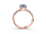 Rose gold Fancy Blue Round  Cut Pave Diamond Engagement Ring with Channel Set Band and Four-Prong Setting_23