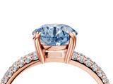Rose gold Fancy Blue Round  Cut Pave Diamond Engagement Ring with Channel Set Band and Four-Prong Setting_24