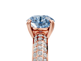 Rose gold Fancy Blue Round  Cut Pave Diamond Engagement Ring with Channel Set Band and Four-Prong Setting_25