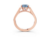 Rose gold Fancy Blue Round Cut Solitaire Cathedral Diamond Engagement Ring with Channel-Set Band and Four-Prong Setting_6