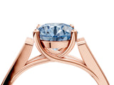 Rose gold Fancy Blue Round Cut Solitaire Cathedral Diamond Engagement Ring with Channel-Set Band and Four-Prong Setting_7