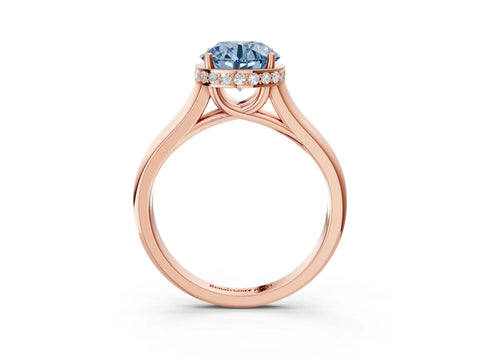 Rose gold Fancy Blue Round Cut Solitaire Diamond Engagement Ring with Four-Prong Setting and Tapered Band_3