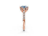 Rose gold Fancy Blue Round Cut Solitaire Diamond Engagement Ring with Pavé Band and Six-Prong Setting_2