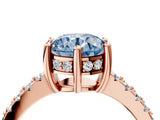 Rose gold Fancy Blue Round Cut Solitaire Diamond Engagement Ring with Pavé Band and Six-Prong Setting_4