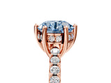 Rose gold Fancy Blue Round Cut Solitaire Diamond Engagement Ring with Pavé Band and Six-Prong Setting_5