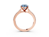 Rose gold Fancy Blue Round  Cut Solitaire Diamond Engagement Ring with Pave Band and Four-Prong Setting_150