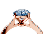 Rose gold Fancy Blue Round  Cut Solitaire Diamond Engagement Ring with Pave Band and Four-Prong Setting_151