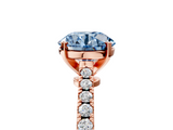 Rose gold Fancy Blue Round  Cut Solitaire Diamond Engagement Ring with Pave Band and Four-Prong Setting_152