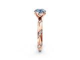 Rose gold Fancy Blue Round Cut Solitaire Diamond Engagement Ring with Twisted Pave Band and Four-Prong Setting_5