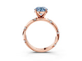 Rose gold Fancy Blue Round Cut Solitaire Diamond Engagement Ring with Twisted Pave Band and Four-Prong Setting_6