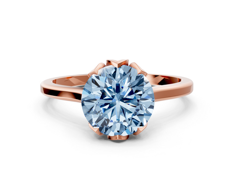 Rose gold Fancy Blue Round  Cut Solitaire Diamond Ring with Flower-Prong Setting and Classic Band_55