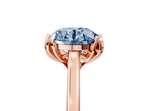 Rose gold Fancy Blue Round  Cut Solitaire Diamond Ring with Flower-Prong Setting and Classic Band_60