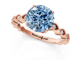 Rose gold Fancy Blue Round Cut Solitaire Diamond Ring with Infinity Twist Band and Four-Prong Setting_13