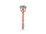 Rose gold Fancy Blue Round Cut Solitaire Diamond Ring with Infinity Twist Band and Four-Prong Setting_14