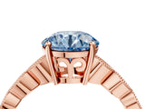 Rose gold Fancy Blue Round Cut Solitaire Diamond Ring with Infinity Twist Band and Four-Prong Setting_16