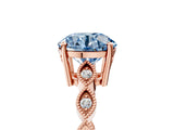 Rose gold Fancy Blue Round Cut Solitaire Diamond Ring with Infinity Twist Band and Four-Prong Setting_17