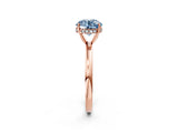 Rose gold Fancy Blue Round Cut Solitaire Diamond Ring with Prong Setting and Plain Band_2