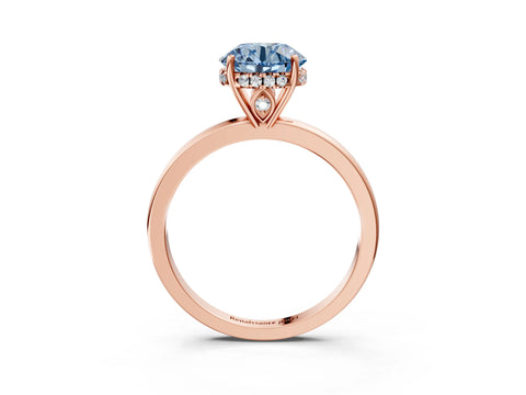 Rose gold Fancy Blue Round Cut Solitaire Diamond Ring with Prong Setting and Plain Band_3